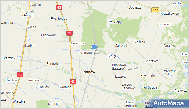 mapa Pątnów Wieluński, Pątnów Wieluński na mapie Targeo